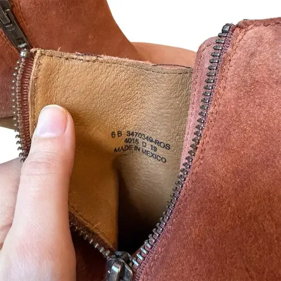 Frye Women's Alton Chelsea Leather Suede Ankle Boot Size 6 Booties Rosewood Heel - Picture 7 of 8